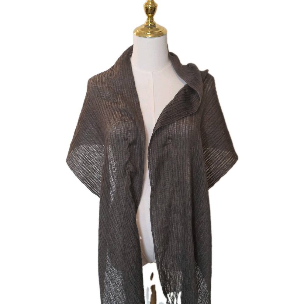 Coldwater Creek Mocha Crinkled Woven Scarf Long Sheer 72x16